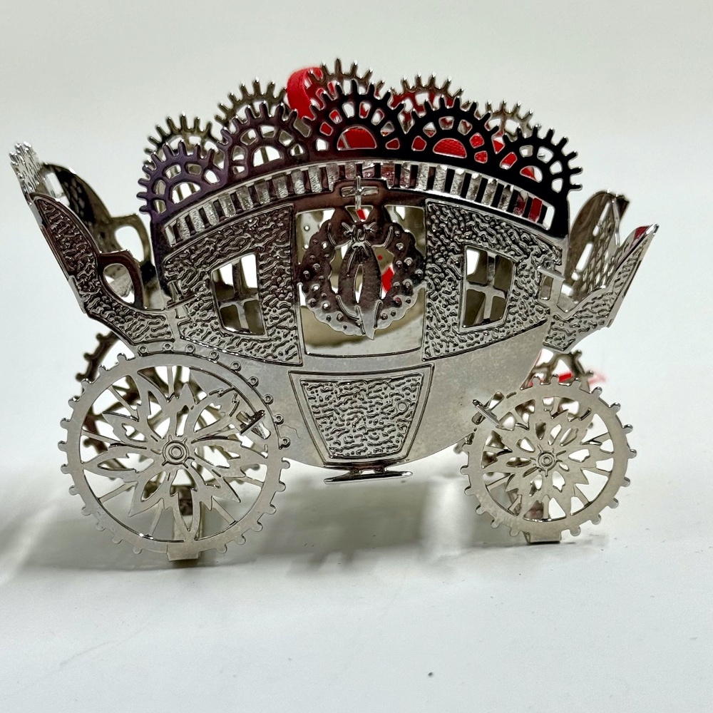 Cinderella Style Carriage Christmas Ornament - Silver - Dainty